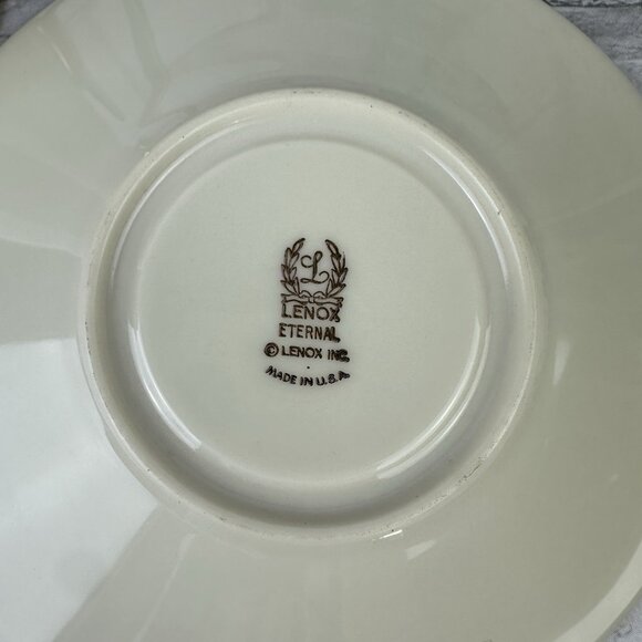 Lenox Fine China ETERNAL Footed Tea Cup 3” & Saucer Set Gold Rim Ivory - Picture 5 of 5